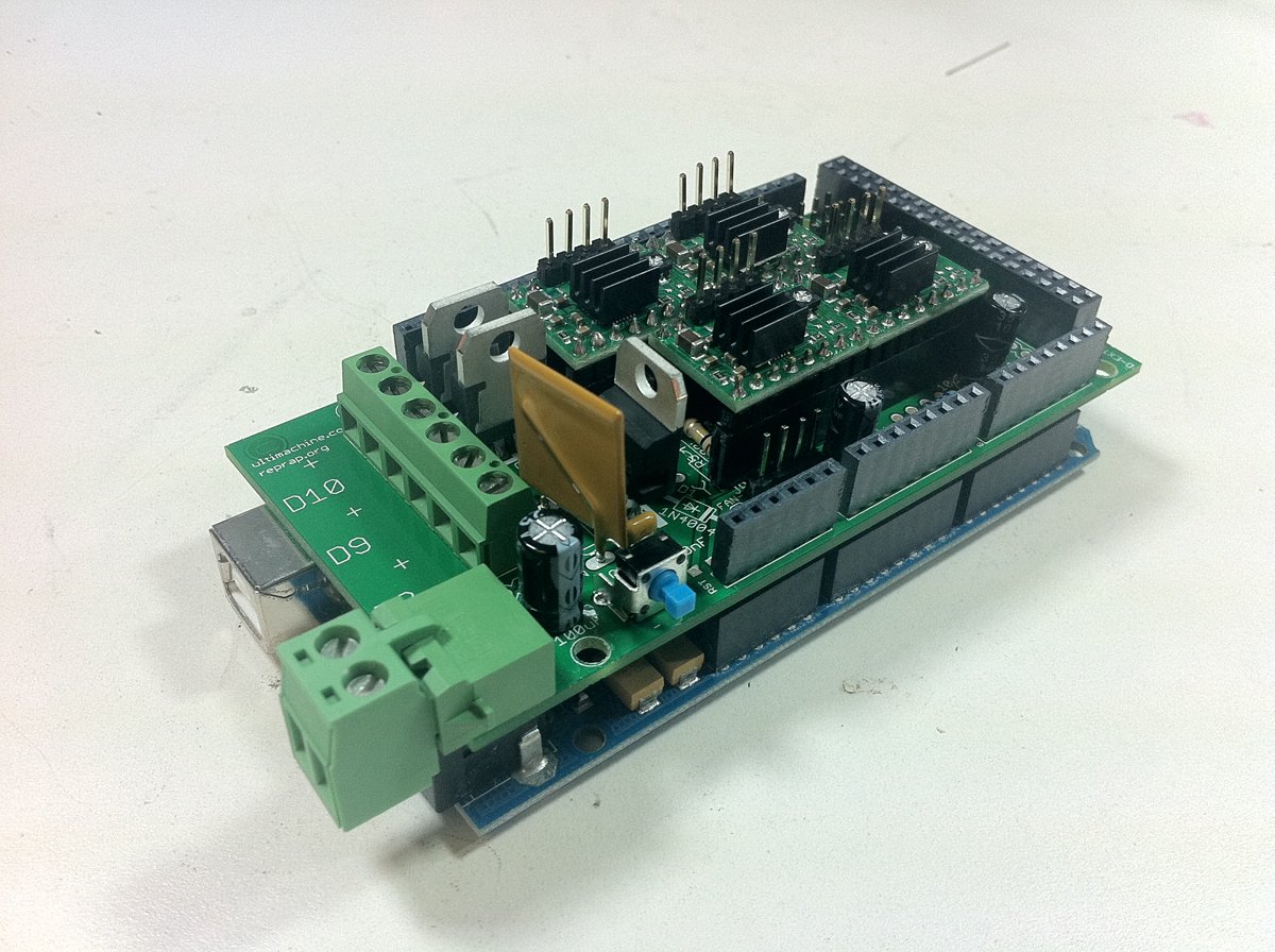 Carte RAMPS 1.4 assemblée sur un Arduino Mega